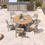 PURPLE LEAF Round & Rectangle Outdoor Dining Table HPL Aluminum Tabletop Modern Dining Table for Deck Kitchen