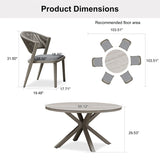 PURPLE LEAF Round Patio Dining Set with Aluminum Frame and Wicker Rattan Dining Chair with Comfortable Cushions for Deck Porch Kitchen Outdoor