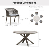 PURPLE LEAF Round Patio Dining Set with Aluminum Frame and Wicker Rattan Dining Chair with Comfortable Cushions for Deck Porch Kitchen Outdoor
