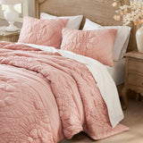 Puffy Floral Patterned Comforter Set, Pink