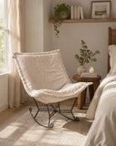 Scroll Puff Rocker Angora Natural