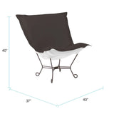 Patio Scroll Puff Chair Seascape Charcoal Titanium Frame