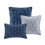 Seersucker Comforter Set, Navy Blue
