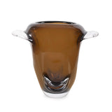 Smokey Umber Flared Edged Glass Vase- Short
