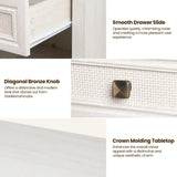 Wholesale Grayish White Rattan Nightstand with Drawer