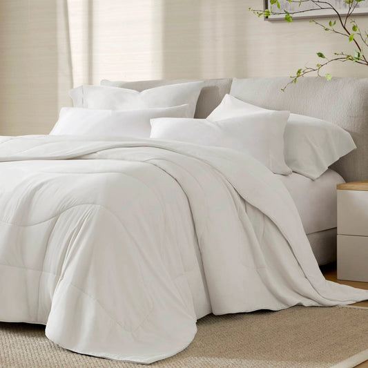 Sculptural Weave Reversible Tencel Comforter Blanket, White
