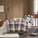 Cabin Farmhouse Buffalo Check Comforter/Duvet Cover Set, Tan