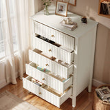 White Fluted 5 Drawer Dresser For Bedroom