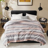 Soft Faux Fur Mink Reversible Blanket, Blush/Grey