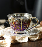 Vintage Style Glass Cappuccino Cup & Saucer Set