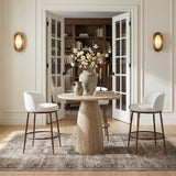 Ferro - Performance Fabric Upholstered Bar Stool - Cream / Antique Bronze