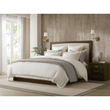 Refined Embroidered Linen Blend Duvet Cover Set, White/Gray