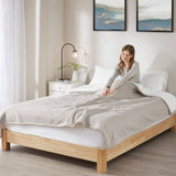 Heated Fleece & Sherpa Electric Bedding Blanket, Tan