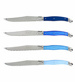 French Home Set of 4 Laguiole Steak Knives, Shades of Blue