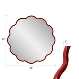 Kushi Round Scalloped Edge Mirror in Glossy Burgundy