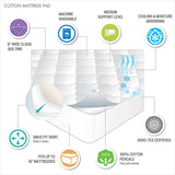 Cotton Percale Quilted Mattress Pad, White