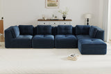 CORDELIA 151" 4-Seater High Armrest Sofa with 1 Ottoman
