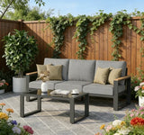 75" Outdoor Aluminum Sofa and Table with Cushion