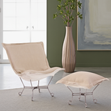 Scroll Puff Chair Linen Slub Natural Titanium Frame