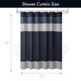 Color Block Silky Shower Curtain, Navy Blue
