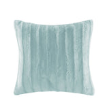 Ultra-Soft Plush Long Fur Throw Pillow and Blanket, Blue