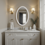 Varsha Oval Glossy White Mirror