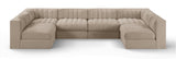 Rummi - Armless Velvet Performance Fabric Upholstered 6 Piece Modular Sectional