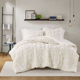 Clipped Chenille Textured Animal Duvet Cover Set, Off-White