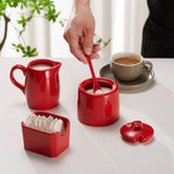 Kook Ceramic Sugar Bowl & Creamer Set, White