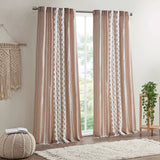 Cotton Printed Curtain Panel Chenille Stripe Lining, Blush