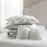 Vintage Inspired Floral Microfiber Quilt Set, Green