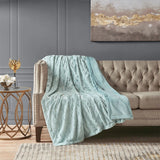 Oversized 60x70" Faux Fur Throw Blanket, Light Blue