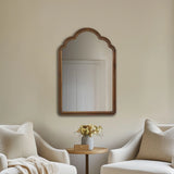 Scalloped Wood Framed Wall Mirror, Brown