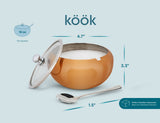 Kook Large Stainless Steel Sugar Bowl, Lid & Spoon