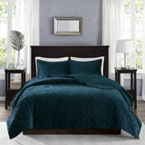 Velvet 3-Piece Quilt Set, Teal