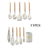 11pcs Silicone Kitchen Utensil Set with Handles