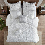 Pinched Embroidered 3-Piece Comforter/Duvet Cover Set, White