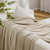 Diamond Jacquard Soft Bamboo Cotton Blanket, Khaki
