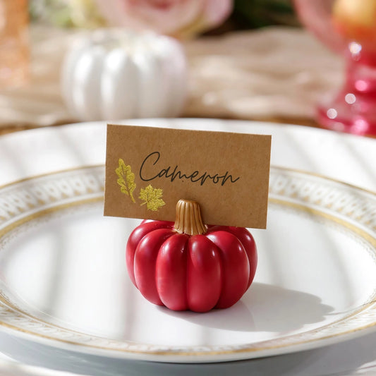 Burgundy & Blush Pink Pumpkin Place Card Holder (Set of 6)