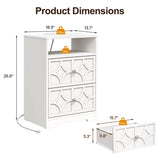 Large Nightstand with 2 Drawers, Side Table with Charging