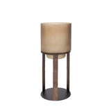Bronze Bungoma Glass Candle Hurricane in Metal Stand- Short