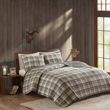 3 Piece Tan Plaid Cottage Cotton Oversized Quilt Mini Set
