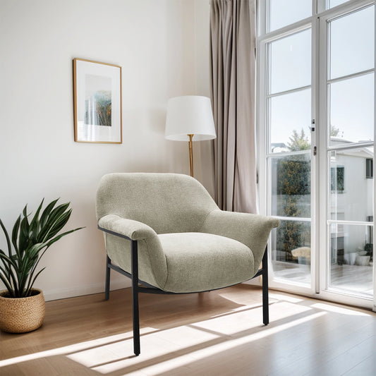 Curved-Back Modern Accent Chair, Beige*