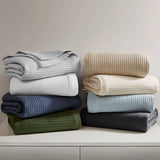 Soft Cotton Waffle Weave Blanket, Dark Grey