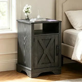 Nightstand with Charging Station Wooden End Table