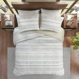 Farmhouse Microfiber Seersucker 3-Piece Quilt Set, Taupe
