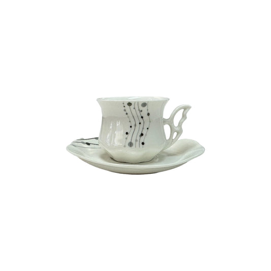 White Black Dot Porcelain Coffee Set of 6