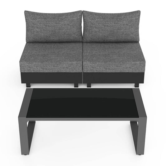 3-Piece Outdoor Aluminum Conversation Set with Cushions