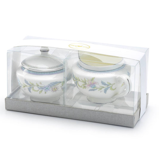 Gracie Lotus Garden Bone China Sugar & Creamer Set