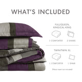 Fluffy Striped Pieced Faux Suede Comforter Set, Purple